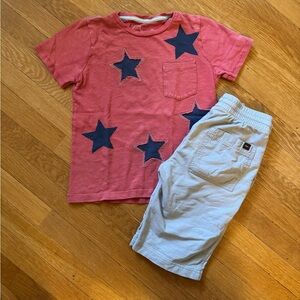 Boden Soft Red T-Shirt with Navy Star